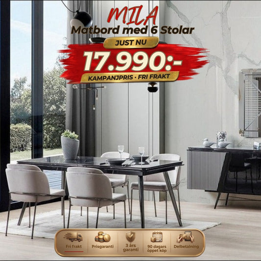 Mila Matbord med 6 Stolar – kampanjpris