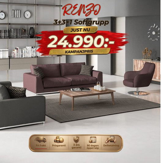 Renzo 3+3+1 Soffgrupp – kampanjpris