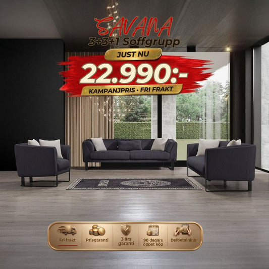 Savana 3+3+1 Soffgrupp Snabb leverans Endast 4 kvar – kampanjpris