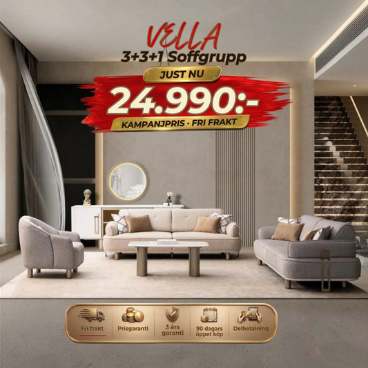 VELLA Soffgrupp 3+3+1 – kampanjpris