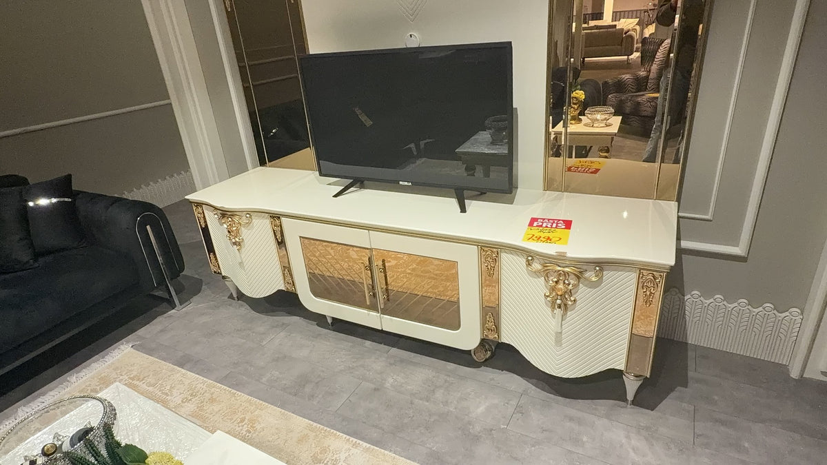 Lisbon TV-bänk med hylla – visningsexemplar, bild 1