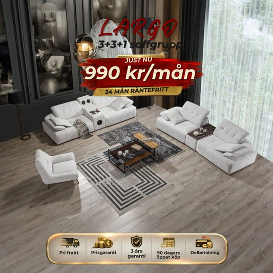LARGO 3+3+1 soffgrupp 990 kr/mån