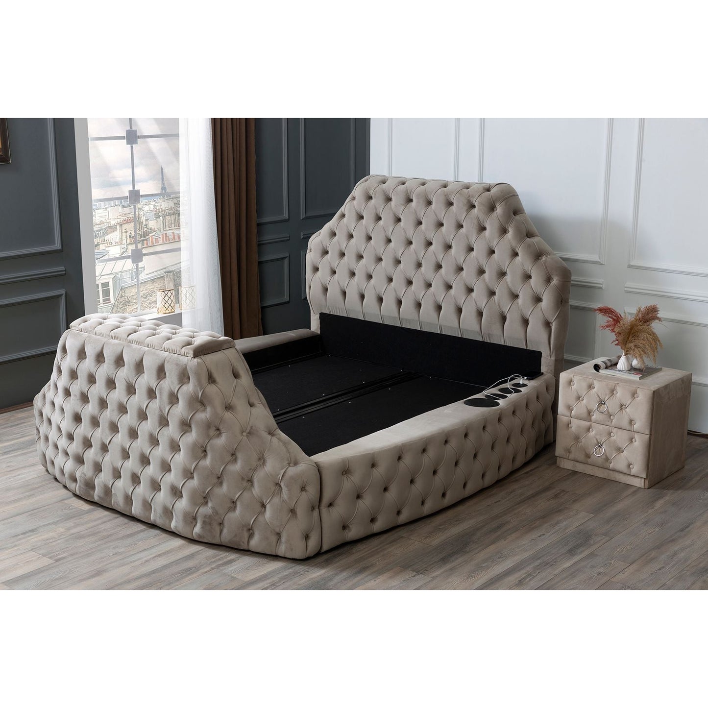 ⭐ LAVENZA Bedpaket – with storage, headboard, TV-lift and mattress ⏳ Begränsat antal – passa på!
