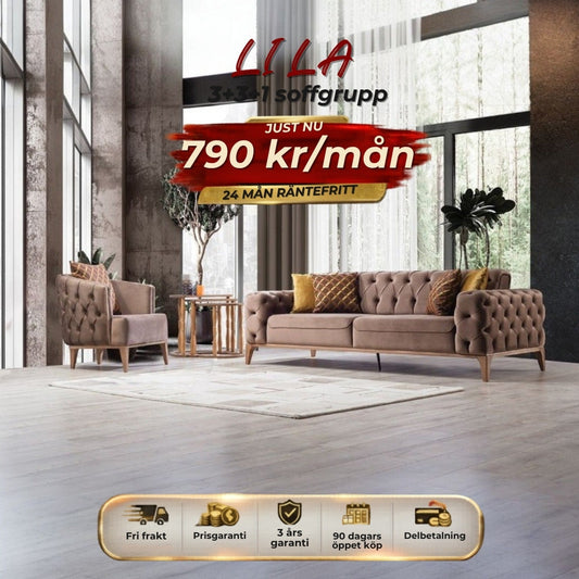 LILA 3+3+1 soffgrupp 790 kr/mån