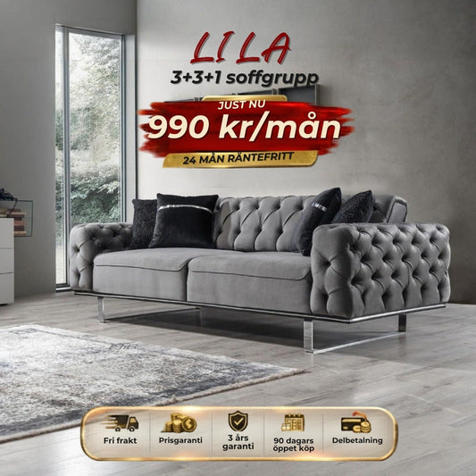 LILA 3+3+1 soffgrupp 990 kr/mån
