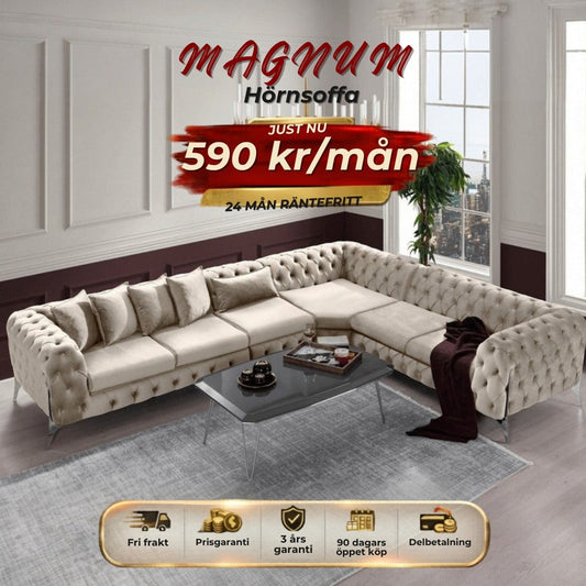 💥Magnum Hörnsoffa⏳Specialerbjudande | Endast 11 kvar 590 kr/mån