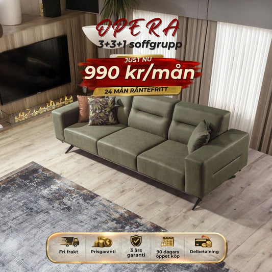 OPERA 3+3+1 soffgrupp 990 kr/mån