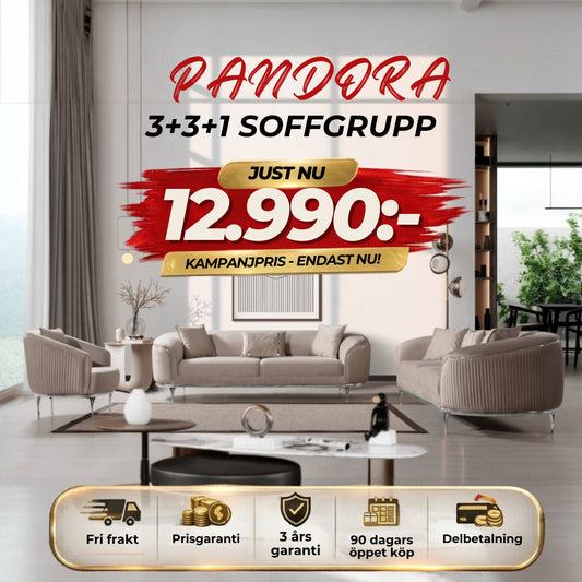 💥Pandora 3+3+1 Soffgrupp ⏳Specialerbjudande | Endast 6 kvar