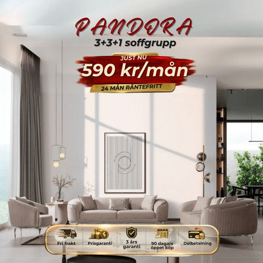 PANDORA 3+3+1 soffgrupp 590 kr/mån