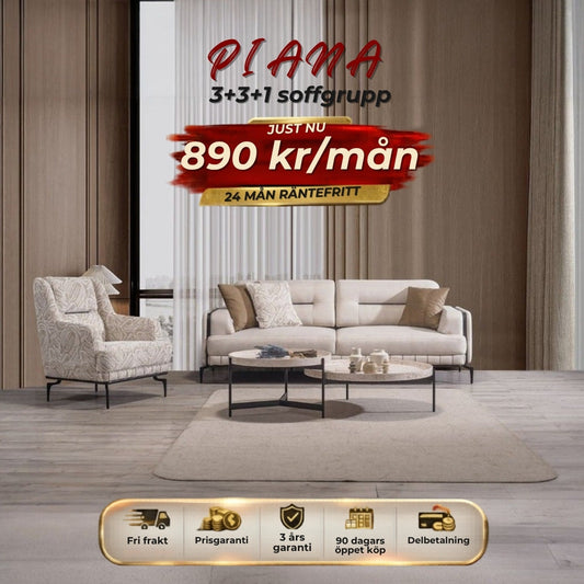 PIANA 3+3+1 soffgrupp 890 kr/mån