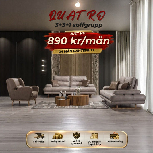 QUATRO 3+3+1 soffgrupp 890 kr/mån