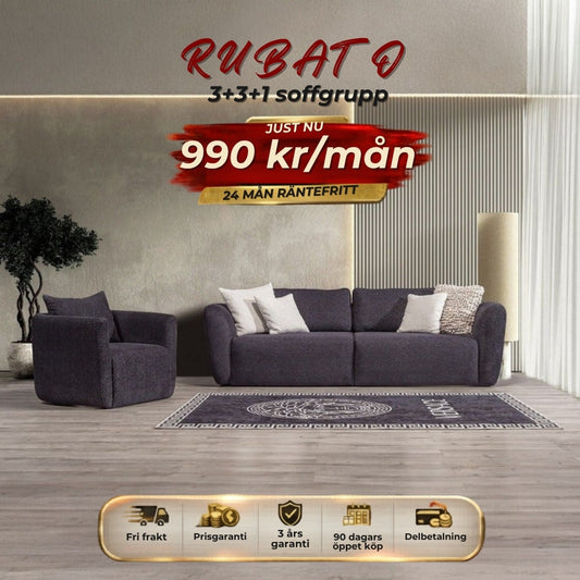 RUBATO 3+3+1 soffgrupp 990 kr/mån