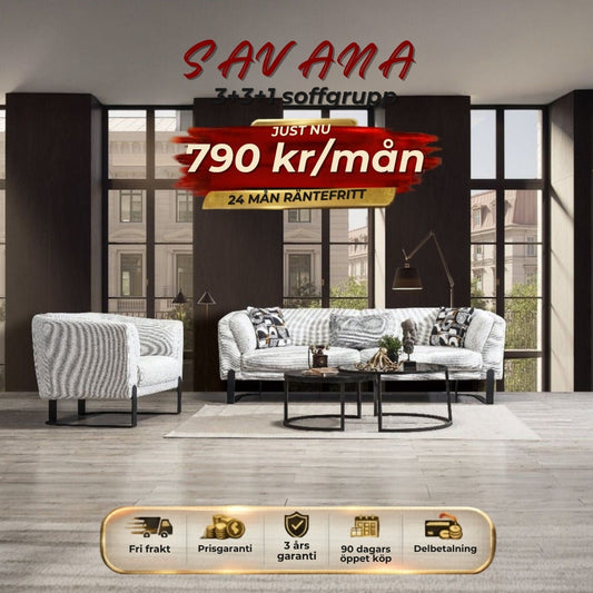 SAVANA 3+3+1 soffgrupp 790 kr/mån