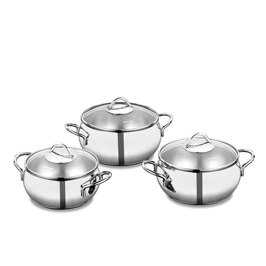 TOMBIK KORKMAZ INDUCTION STEEL COOKWARE JUNIOR TRIO SET - LINE Furniture Group