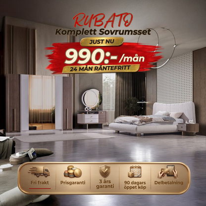 Rubato Sovrumsset ( bed+ 2 st bedside table+ Sminkbord )