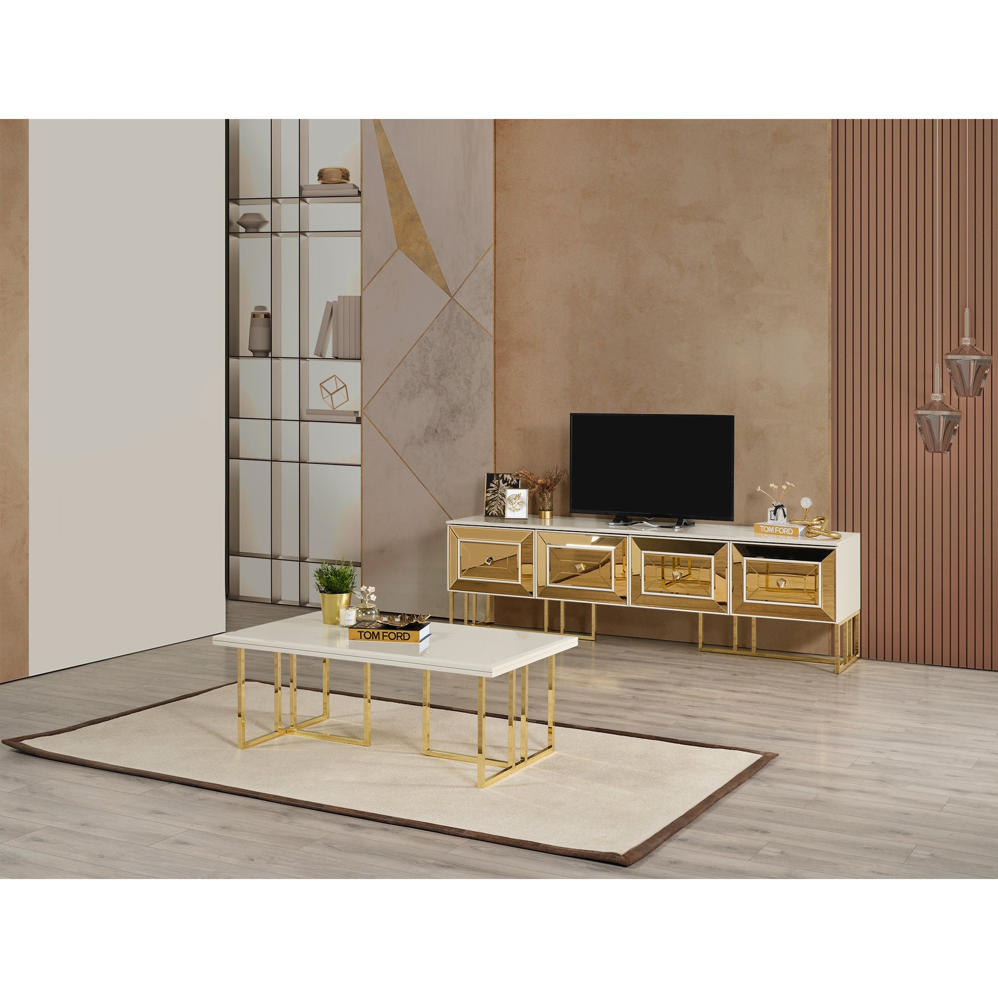 Gold TV-Bänk - LINE Furniture Group