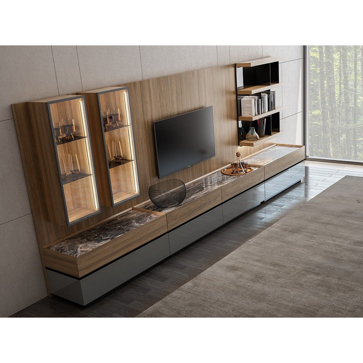 İcona Antrasit M2-Tv-Bänk Vägghylla - LINE Furniture Group
