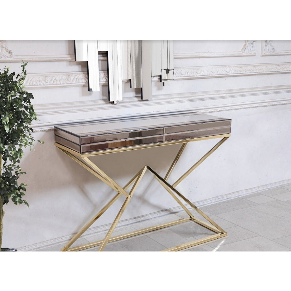 Pırlanta Gold Byrå med Spegel - LINE Furniture Group