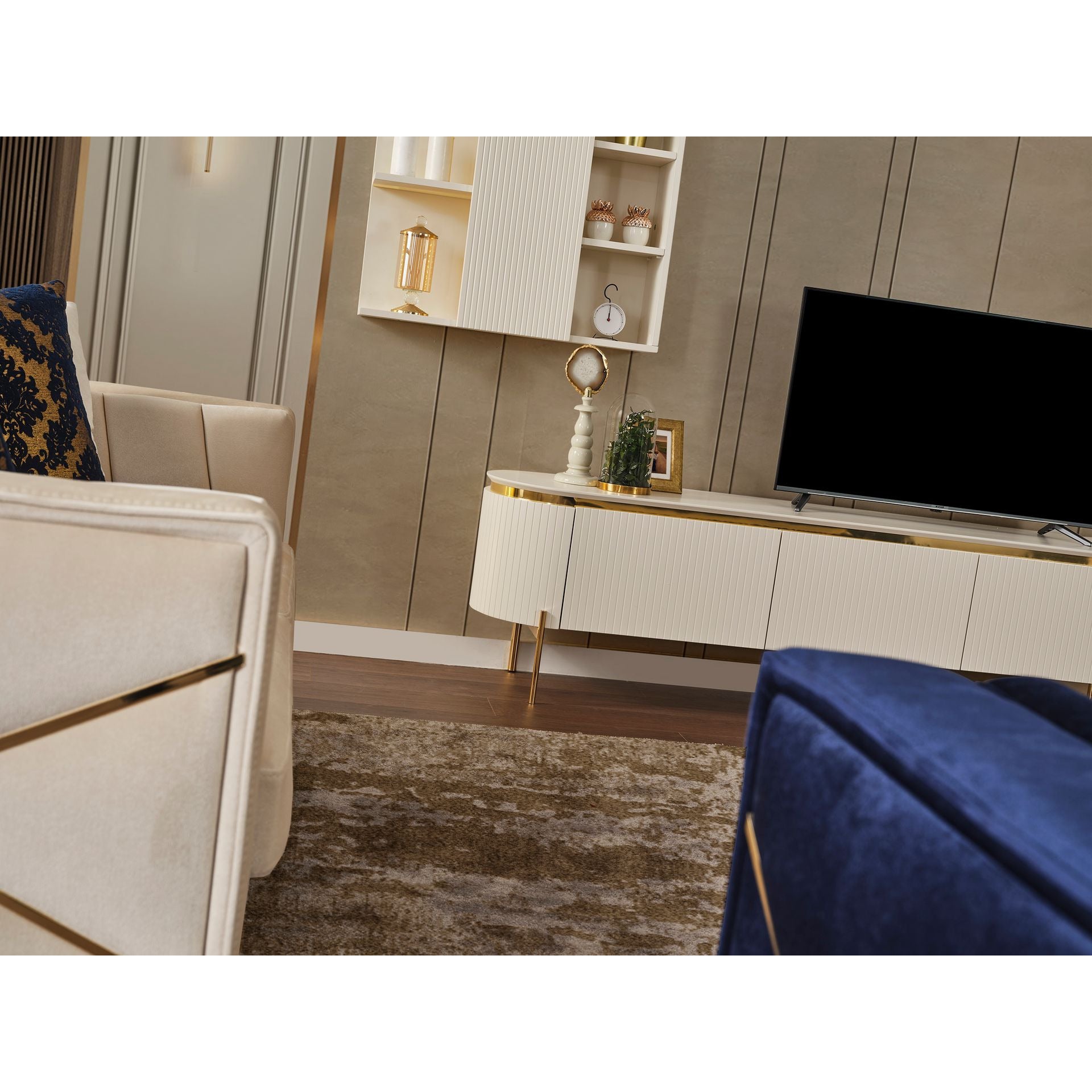 Tesla Luxury Tv-Bänk Vägghylla - LINE Furniture Group